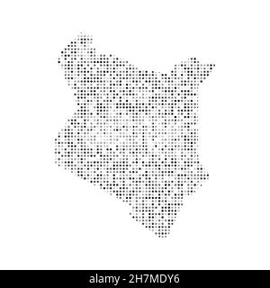Abstract dotted black and white halftone effect vector map of Kenya. Country map digital dotted design vector illustration. Stock Vector