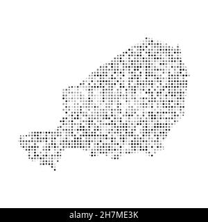 Abstract dotted black and white halftone effect vector map of Niger. Country map digital dotted design vector illustration. Stock Vector