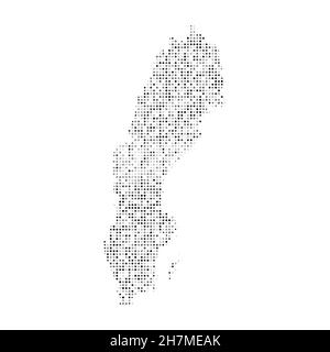 Abstract dotted black and white halftone effect vector map of Sweden. Country map digital dotted design vector illustration. Stock Vector