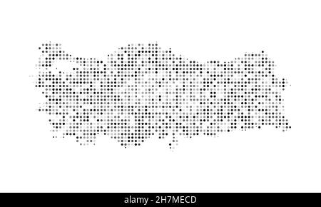 Abstract dotted black and white halftone effect vector map of Turkey. Country map digital dotted design vector illustration. Stock Vector