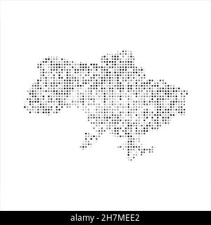 Abstract dotted black and white halftone effect vector map of Ukraine. Country map digital dotted design vector illustration. Stock Vector