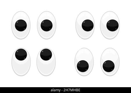 Plastic toy safety wobbly eyes flat style design vector illustration isolated on white background. Stock Vector