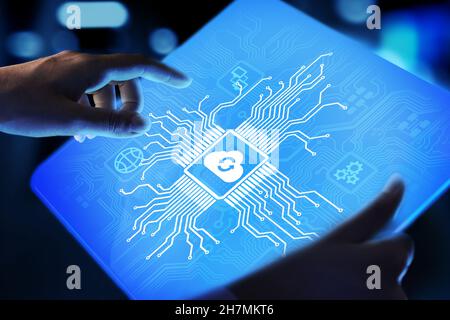 Cloud technology computing and data storage concept on virtual screen. Stock Photo