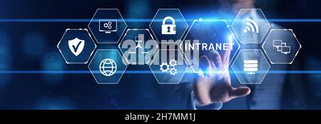 Intranet Corporate communication network Business technology networking concept. Stock Photo