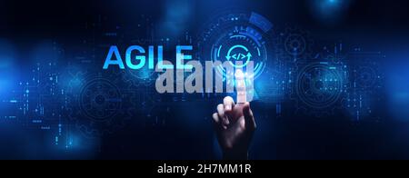 Agile flexible software development technique. Technology concept. Stock Photo
