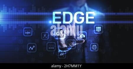 Edge computing networking internet technology concept on screen interface. Stock Photo