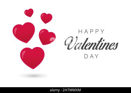 Happy Valentine's Day in white background and symbol of love. Vector. Romantic quotes postcards, cards, invitations, banner templates. Stock Vector