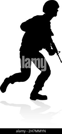 Soldier High Quality Silhouette Stock Vector