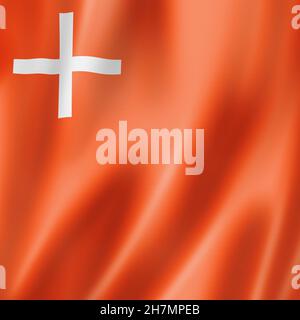 Schwyz canton - State - flag, Switzerland waving banner collection. 3D illustration Stock Photo