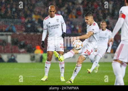 Barcelona, Spain. 23/11/2021, Julian Weigl of SL Benfica during the UEFA Champions League match between FC Barcelona and SL Benfica at Camp Nou in Barcelona, Spain. Credit: DAX Images/Alamy Live News Stock Photo