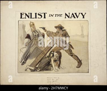 Enlist Poster - Canadian World War One Propaganda - 07 Stock Photo