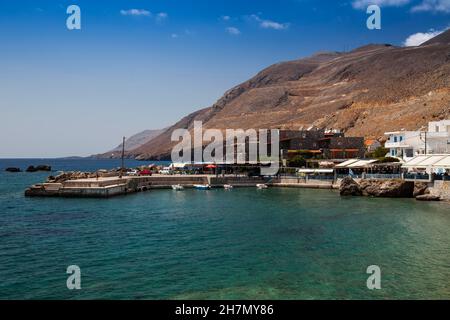 Village and harbor on the coast, Chora Sfakion, South Crete, Crete, Greece Stock Photo