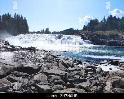 Laksforsen cascade in Grane municipality in Nordland Province in