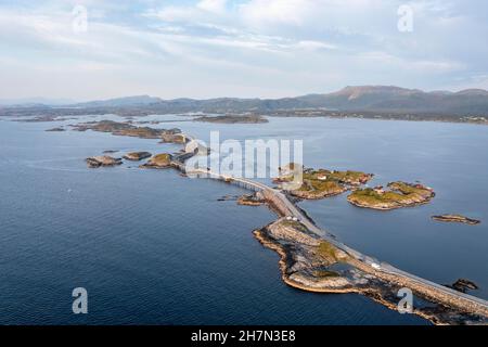 Aerial view of the Atlantic Road, Atlanterhavsveien, More og Romsdal, Norway Stock Photo