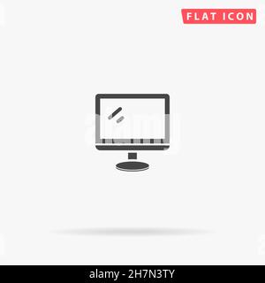 Monitor flat vector icon. Hand drawn style design illustrations. Stock Vector