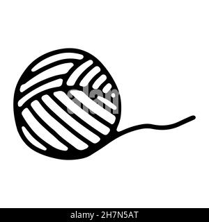 Yarn ball in doodle style. Vector illustration. Stock Vector