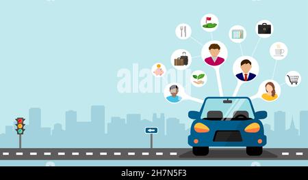 Car sharing concept vector banner illustration Stock Vector