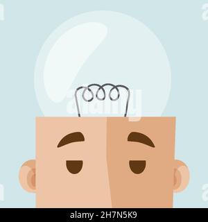 the man has no ideas. The businessman is frustrated, no inspiration. The brain is empty.Modern vector illustration in flat style. Stock Vector