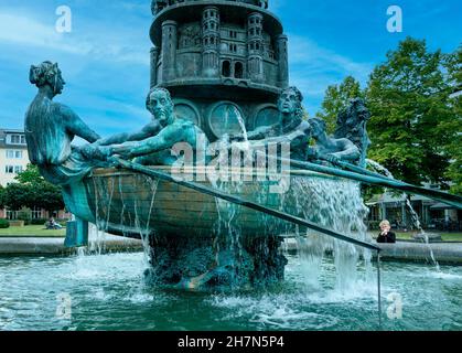 History column in the city of Koblenz, Rhineland-Palatinate Stock Photo