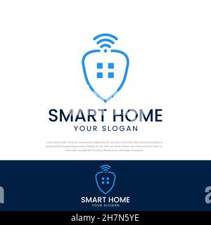Signal smart home logo spread. Smart home icon. Simple line house logo, simple elements illustration. Can be used for web and mobile. Stock Vector