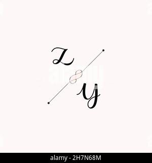ZY Initials letter alphabet watercolor logo branding set collection, Feminine logotype template in elegant artistic style. Feminine luxury logo design Stock Vector