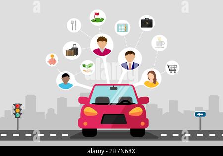 Car sharing concept vector banner illustration Stock Vector