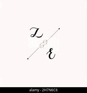 ZE Initials letter alphabet watercolor logo branding set collection, Feminine logotype template in elegant artistic style. Feminine luxury logo design Stock Vector
