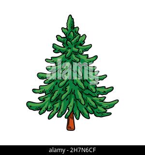 Hand drawn Christmas tree. Vector illustration Stock Vector