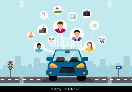 Car sharing concept vector banner illustration Stock Vector