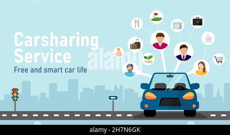 Car sharing concept vector banner illustration Stock Vector