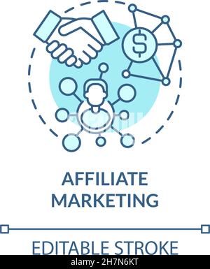 Affiliate marketing blue concept icon Stock Vector