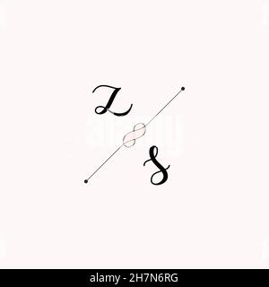 ZS Initials letter alphabet watercolor logo branding set collection, Feminine logotype template in elegant artistic style. Feminine luxury logo design Stock Vector