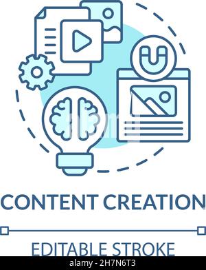 Content creation blue concept icon Stock Vector