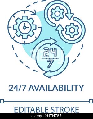 All time availability blue concept icon Stock Vector