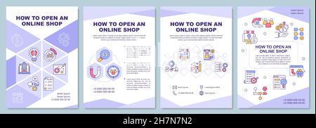 How to open online shop brochure template Stock Vector