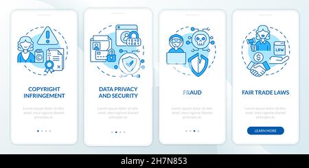 Online business risks onboarding mobile app page screen Stock Vector
