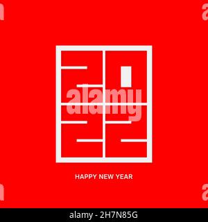 A Modern and Minimal Happy New Year 2022 Greeting Card, Wallpaper, and Background Logo Style