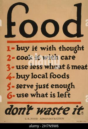 food dont waste it - Vintage U.S propaganda poster Stock Photo