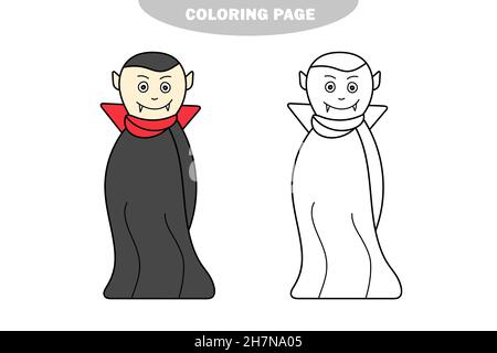 Simple coloring page. Coloring page - Vampire Dracula. Simple easy ...