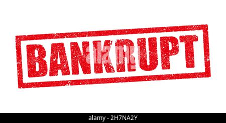 Vector illustration of The word Bankrupt in red ink stamp Stock Vector