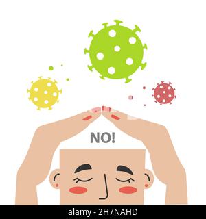 Too much information about vaccinations, pandemics, new mutations. Stop negative information about coronavirus.Relax and breathe. Stock Vector