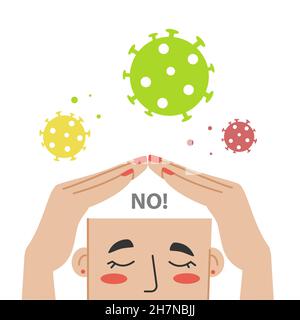 Too much information about vaccinations, pandemics, new mutations. Stop negative information about coronavirus.Relax and breathe. Stock Vector