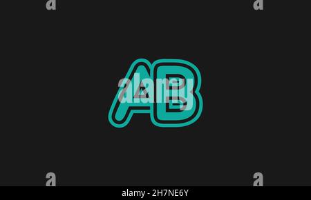 Bold letter AB logo thick one line creative minimalist style. Stock Vector