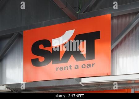 VALENCIA, SPAIN - NOVEMBER 23, 2021: Sixt is a German car rental company Stock Photo