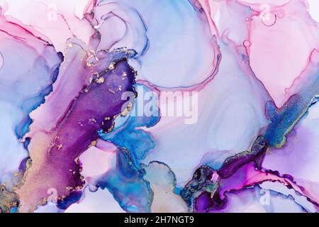 Closeup of multicolored alcohol ink abstract texture, trendy wallpaper. Art for design project as background for invitation or greeting cards, poster, Stock Photo