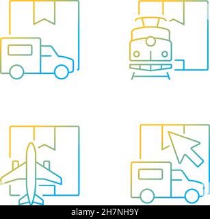 International shipping transport types gradient linear vector icons set Stock Vector
