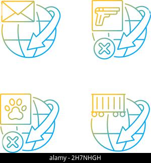 International shipment service rules gradient linear vector icons set Stock Vector