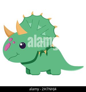 Cute dinosaur for decorating the nursery, Mesozoic era stickers for children, illustration in a flat style isolated on a white. Stock Vector