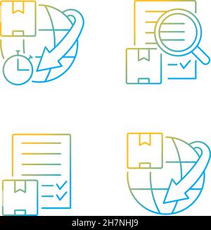 International delivery professional service gradient linear vector icons set Stock Vector