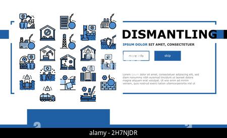 Dismantling Construction Process Landing Header Vector Stock Vector